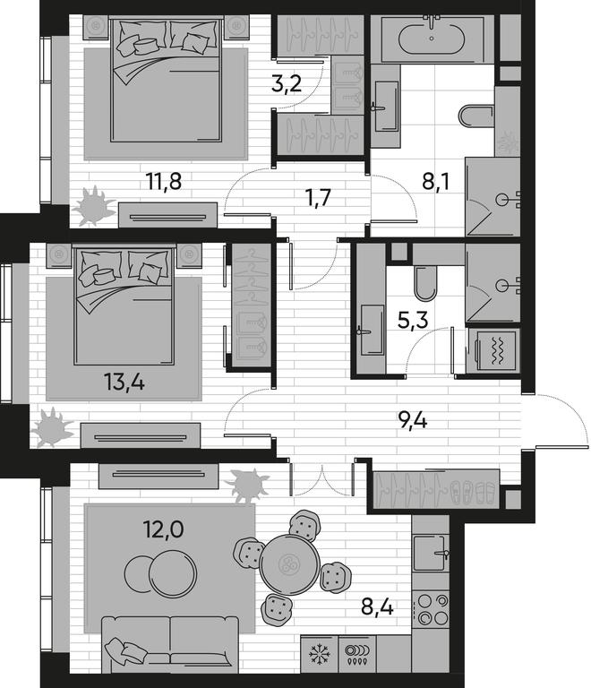 2-BD Apartment Sale, 73.4 sq. m. at Pride, Polkovaya Street, 1с27, Moscow, Russia #1 2-BD Apartment Sale, 73.4 sq. m. at Pride, Polkovaya Street, 1с27, Moscow, Russia #1