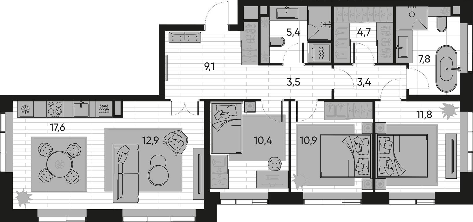 3-BD Apartment Sale, 97.5 sq. m. at Pride, Polkovaya Street, 1с27, Moscow, Russia #1