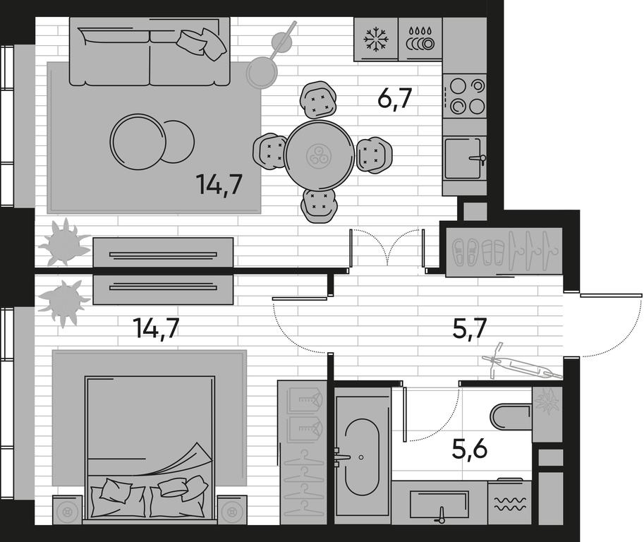 1-BD Apartment Sale, 47.4 sq. m. at Pride, Polkovaya Street, 1с27, Moscow, Russia #1 1-BD Apartment Sale, 47.4 sq. m. at Pride, Polkovaya Street, 1с27, Moscow, Russia #1