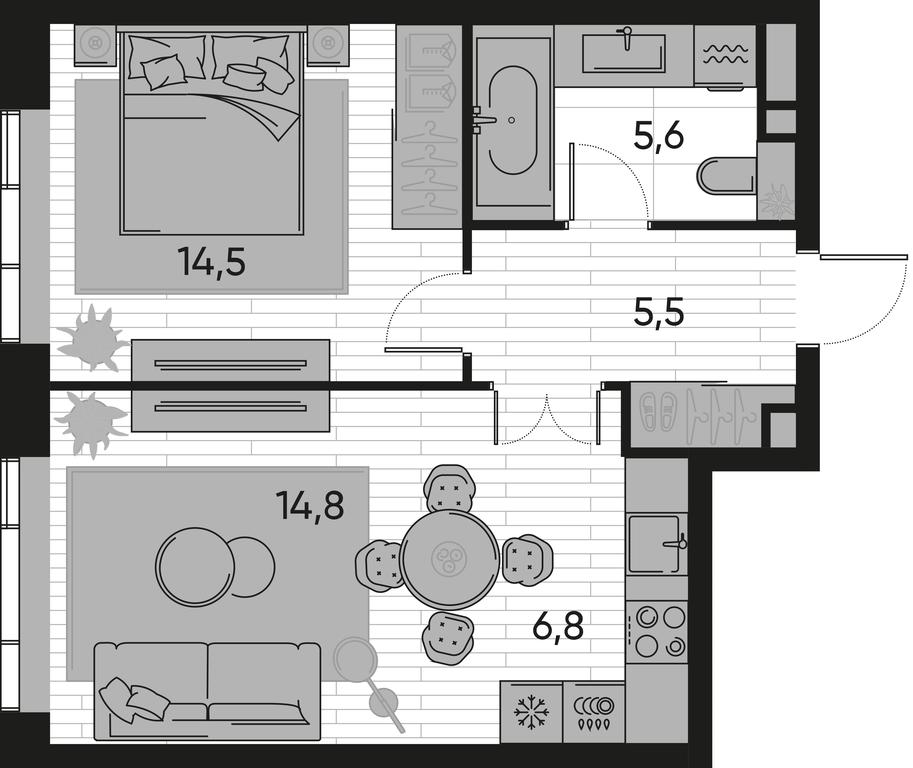 1-BD Apartment Sale, 47.2 sq. m. at Pride, Polkovaya Street, 1с27, Moscow, Russia #1 1-BD Apartment Sale, 47.2 sq. m. at Pride, Polkovaya Street, 1с27, Moscow, Russia #1