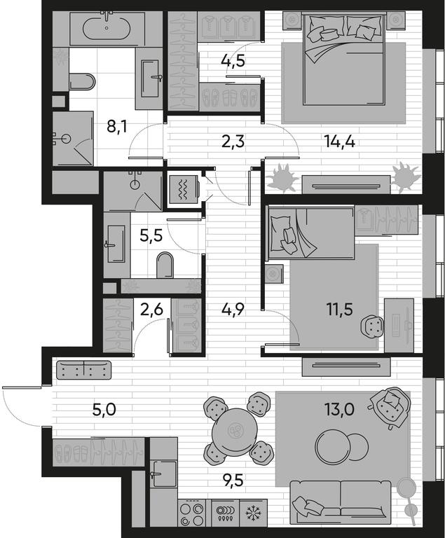 2-BD Apartment Sale, 81.3平方米 at Pride, Polkovaya Street, 1с27, Moscow, Russia #1 2-BD Apartment Sale, 81.3平方米 at Pride, Polkovaya Street, 1с27, Moscow, Russia #1