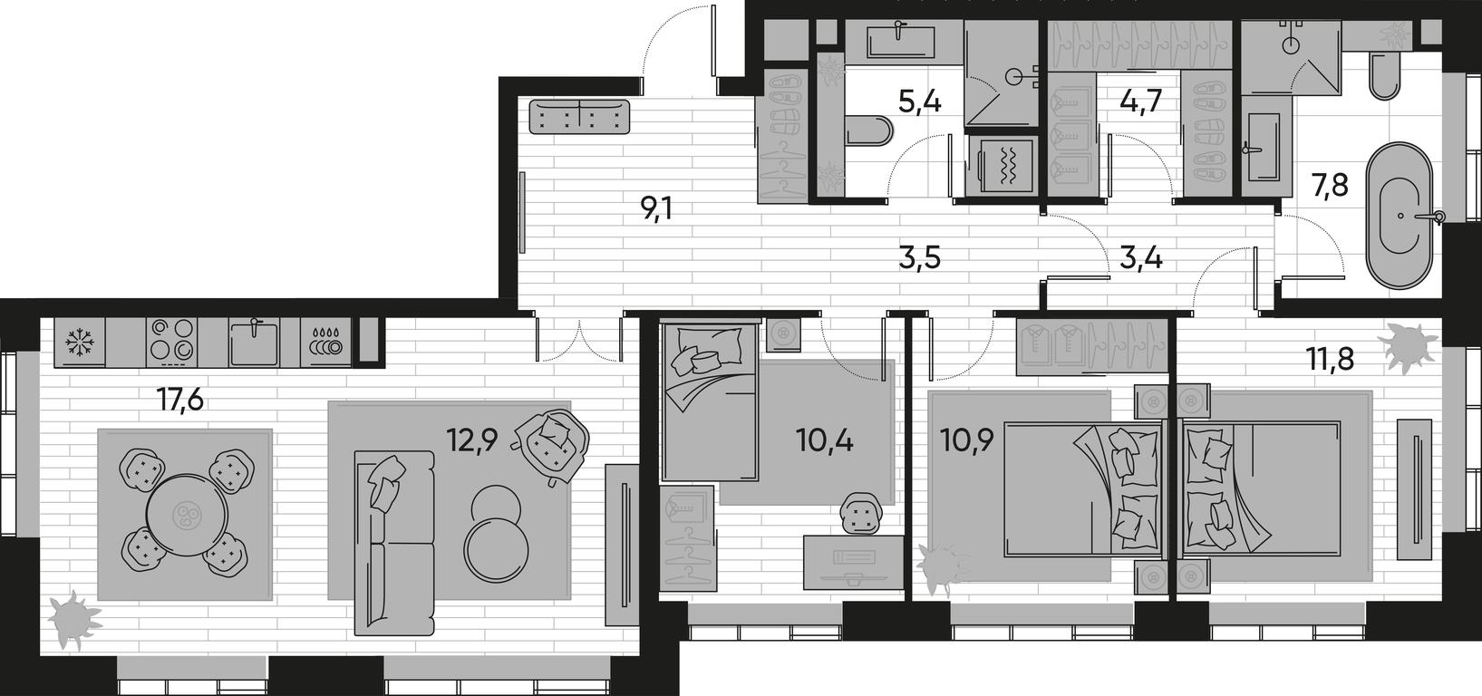 3-BD Apartment Sale, 97.5 sq. m. at Pride, Polkovaya Street, 1с27, Moscow, Russia #1