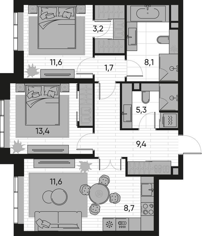 2-BD Apartment Sale, 73 sq. m. at Pride, Polkovaya Street, 1с27, Moscow, Russia #1