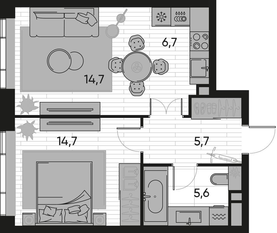 1-BD Apartment Sale, 47.4 sq. m. at Pride, Polkovaya Street, 1с27, Moscow, Russia #1 1-BD Apartment Sale, 47.4 sq. m. at Pride, Polkovaya Street, 1с27, Moscow, Russia #1