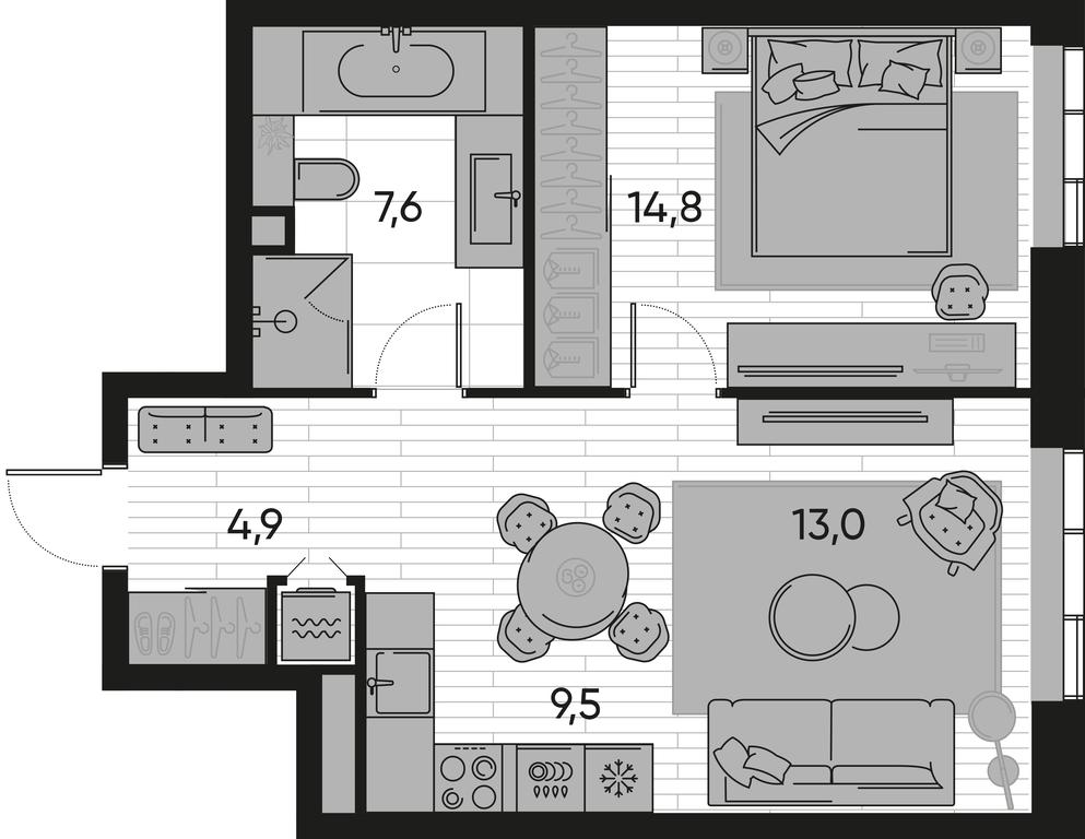 1-BD Apartment Sale, 49.8 sq. m. at Pride, Polkovaya Street, 1с27, Moscow, Russia #1 1-BD Apartment Sale, 49.8 sq. m. at Pride, Polkovaya Street, 1с27, Moscow, Russia #1