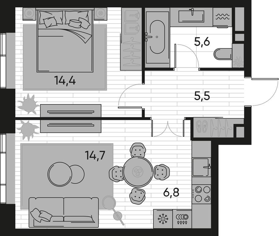 1-BD Apartment Sale, 47 sq. m. at Pride, Polkovaya Street, 1с27, Moscow, Russia #1 1-BD Apartment Sale, 47 sq. m. at Pride, Polkovaya Street, 1с27, Moscow, Russia #1