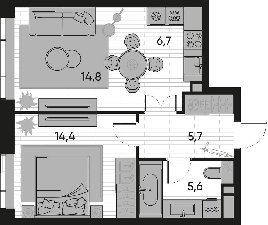 1-BD Apartment Sale, 47.2 sq. m. at Pride, Polkovaya Street, 1с27, Moscow, Russia #1 1-BD Apartment Sale, 47.2 sq. m. at Pride, Polkovaya Street, 1с27, Moscow, Russia #1