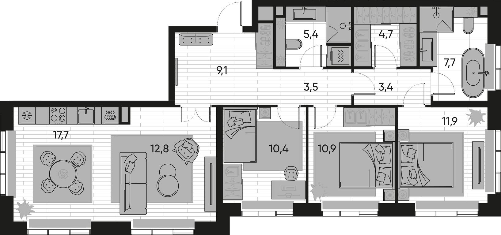 3-BD Apartment Sale, 97.5 sq. m. at Pride, Polkovaya Street, 1с27, Moscow, Russia #1