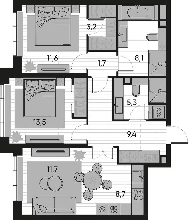 2-BD Apartment Sale, 73.2 sq. m. at Pride, Polkovaya Street, 1с27, Moscow, Russia #1 2-BD Apartment Sale, 73.2 sq. m. at Pride, Polkovaya Street, 1с27, Moscow, Russia #1