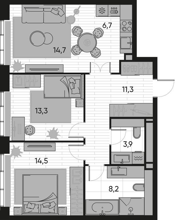 2-BD Apartment Sale, 72.6 sq. m. at Pride, Polkovaya Street, 1с27, Moscow, Russia #1 2-BD Apartment Sale, 72.6 sq. m. at Pride, Polkovaya Street, 1с27, Moscow, Russia #1
