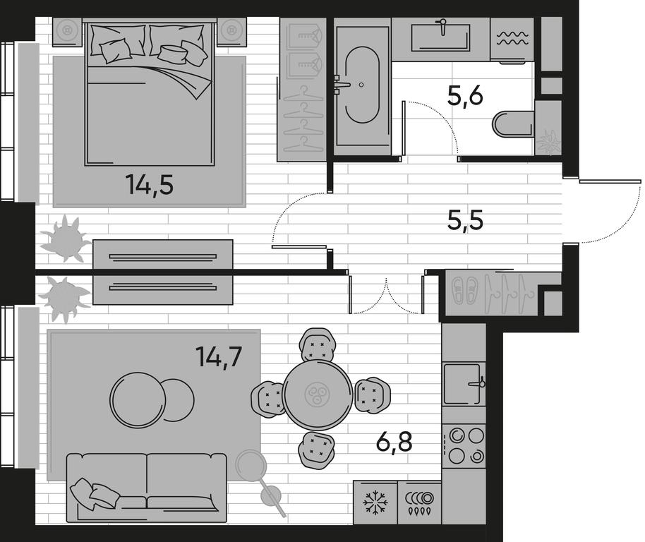 1-BD Apartment Sale, 47.1 sq. m. at Pride, Polkovaya Street, 1с27, Moscow, Russia #1 1-BD Apartment Sale, 47.1 sq. m. at Pride, Polkovaya Street, 1с27, Moscow, Russia #1