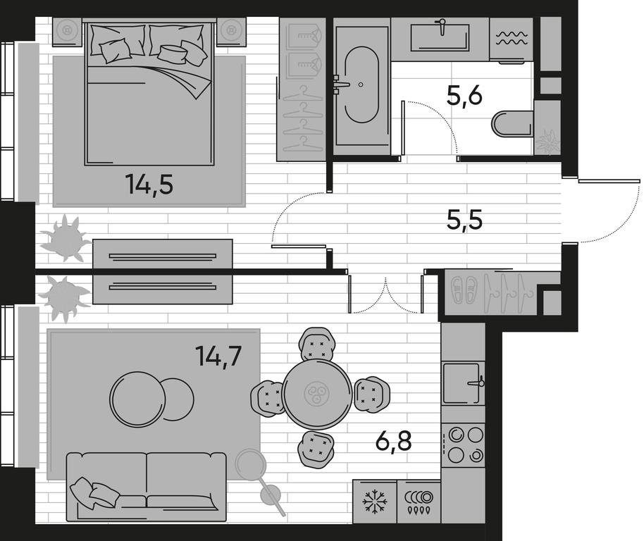 1-BD Apartment Sale, 47.1 sq. m. at Pride, Polkovaya Street, 1с27, Moscow, Russia #1 1-BD Apartment Sale, 47.1 sq. m. at Pride, Polkovaya Street, 1с27, Moscow, Russia #1