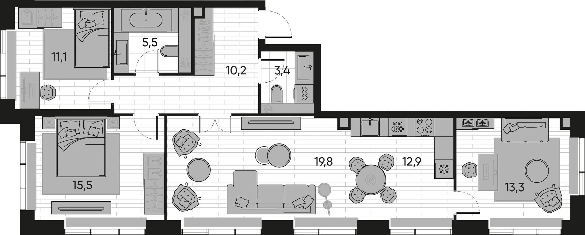 3-BD Apartment Sale, 91.7 sq. m. at Pride, Polkovaya Street, 1с27, Moscow, Russia #1 3-BD Apartment Sale, 91.7 sq. m. at Pride, Polkovaya Street, 1с27, Moscow, Russia #1
