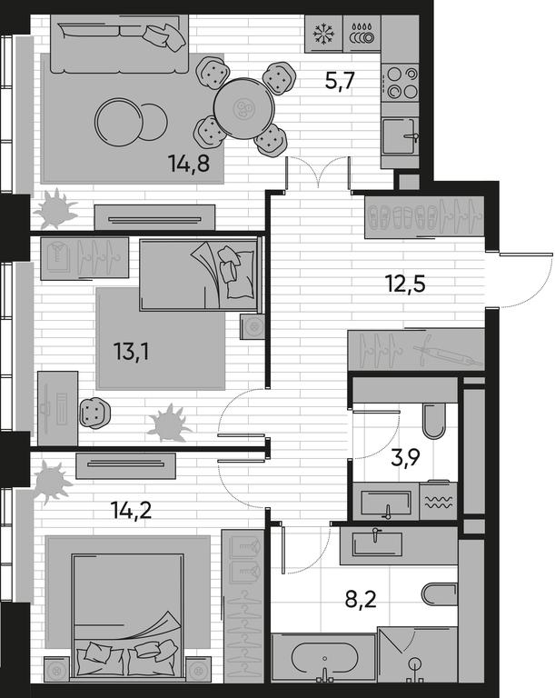 2-BD Apartment Sale, 72.4 sq. m. at Pride, Polkovaya Street, 1с27, Moscow, Russia #1 2-BD Apartment Sale, 72.4 sq. m. at Pride, Polkovaya Street, 1с27, Moscow, Russia #1