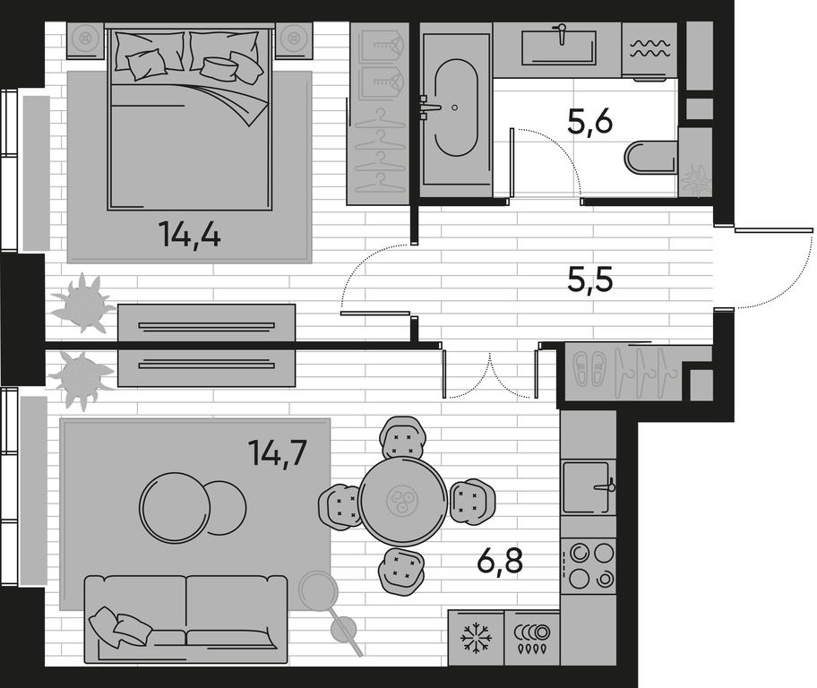 1-BD Apartment Sale, 47 sq. m. at Pride, Polkovaya Street, 1с27, Moscow, Russia #1 1-BD Apartment Sale, 47 sq. m. at Pride, Polkovaya Street, 1с27, Moscow, Russia #1