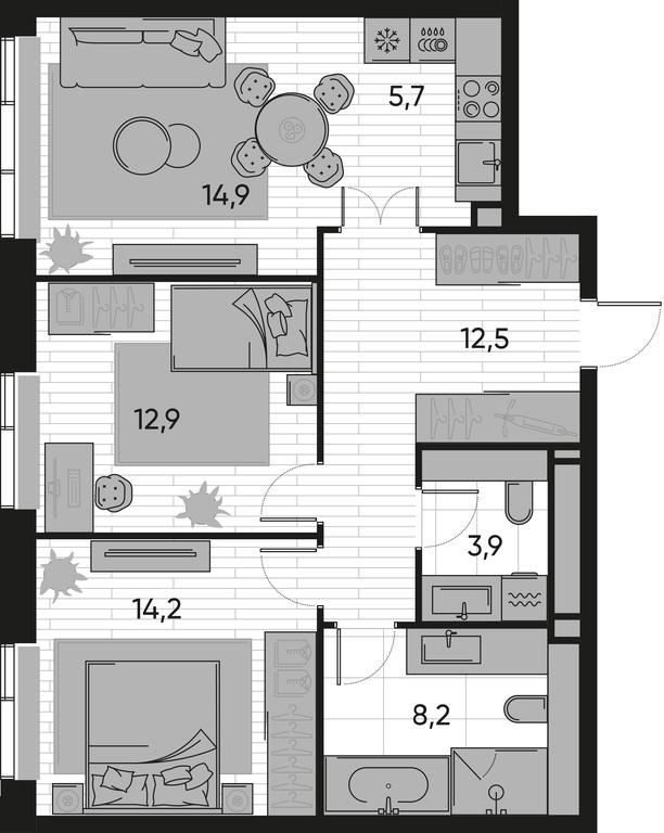 2-BD Apartment Sale, 72.3 sq. m. at Pride, Polkovaya Street, 1с27, Moscow, Russia #1 2-BD Apartment Sale, 72.3 sq. m. at Pride, Polkovaya Street, 1с27, Moscow, Russia #1