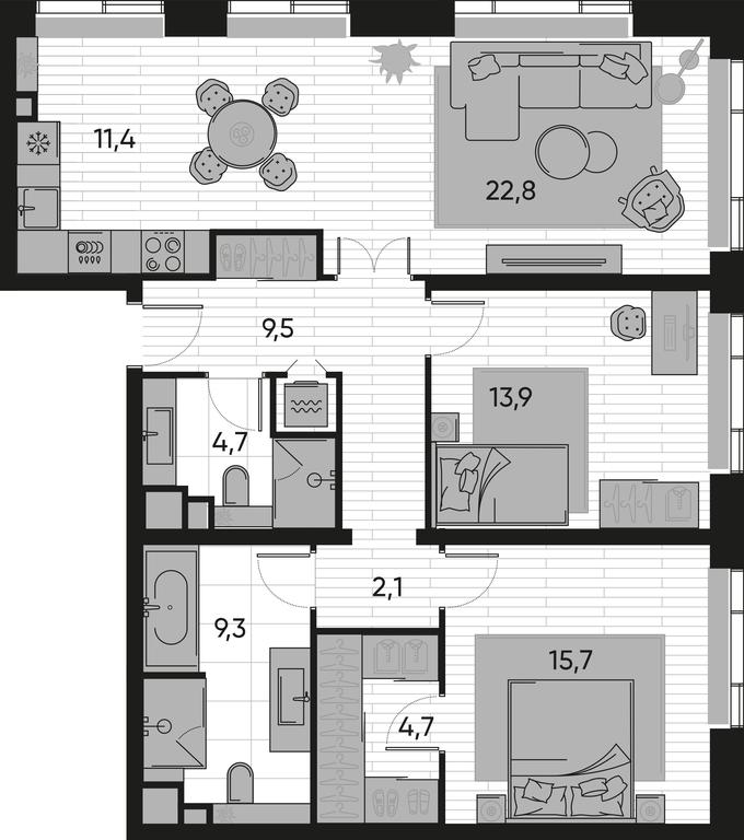 2-BD Apartment Sale, 94.5平方米 at Pride, Polkovaya Street, 1с27, Moscow, Russia #1 2-BD Apartment Sale, 94.5平方米 at Pride, Polkovaya Street, 1с27, Moscow, Russia #1