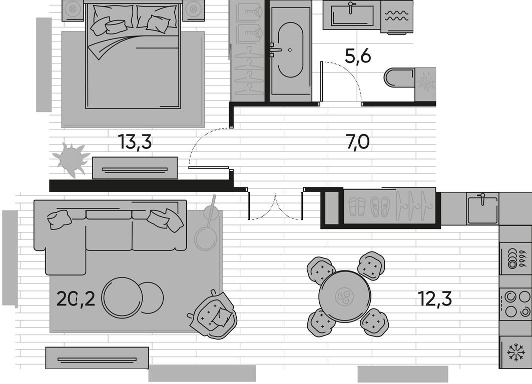 1-BD Apartment Sale, 59.1 sq. m. at Pride, Polkovaya Street, 1с27, Moscow, Russia #1 1-BD Apartment Sale, 59.1 sq. m. at Pride, Polkovaya Street, 1с27, Moscow, Russia #1