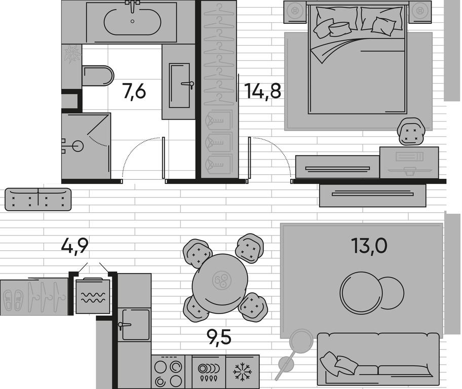1-BD Apartment Sale, 49.8 sq. m. at Pride, Polkovaya Street, 1с27, Moscow, Russia #1 1-BD Apartment Sale, 49.8 sq. m. at Pride, Polkovaya Street, 1с27, Moscow, Russia #1