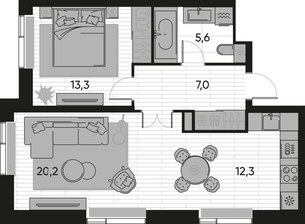 1-BD Apartment Sale, 59.1 sq. m. at Pride, Polkovaya Street, 1с27, Moscow, Russia #1 1-BD Apartment Sale, 59.1 sq. m. at Pride, Polkovaya Street, 1с27, Moscow, Russia #1