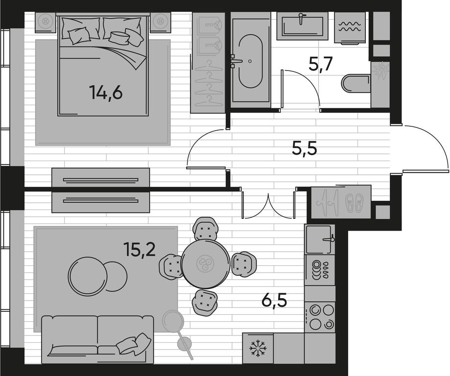 1-BD Apartment Sale, 47.5 sq. m. at Pride, Polkovaya Street, 1с27, Moscow, Russia #1