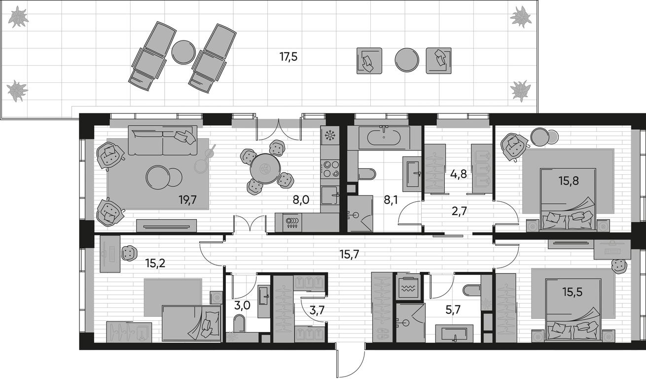 3-BD Apartment Sale, 138 sq. m. at Pride, Polkovaya Street, 1с27, Moscow, Russia #1