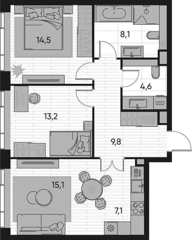 2-BD Apartment Sale, 72.5平方米 at Pride, Polkovaya Street, 1с27, Moscow, Russia #1 2-BD Apartment Sale, 72.5平方米 at Pride, Polkovaya Street, 1с27, Moscow, Russia #1
