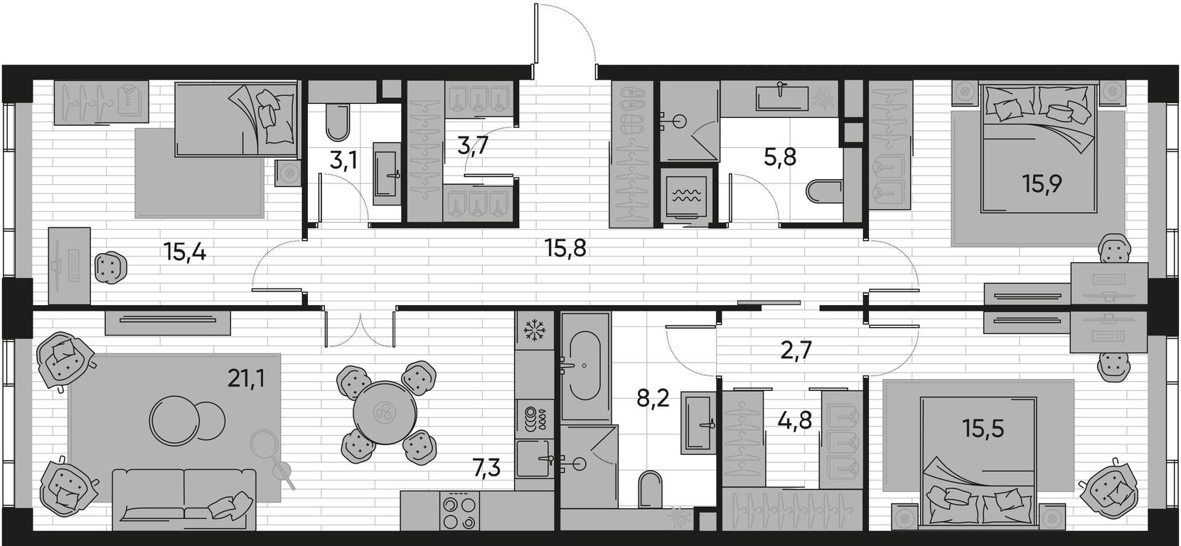 3-BD Apartment Sale, 119.4平方米 at Pride, Polkovaya Street, 1с27, Moscow, Russia #1