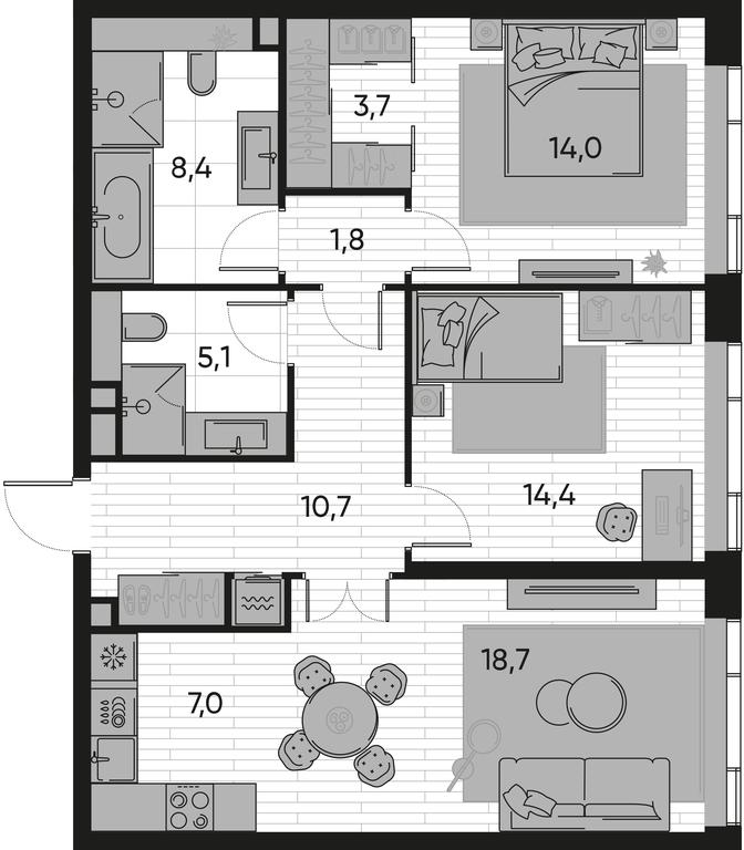 2-BD Apartment Sale, 83.9 sq. m. at Pride, Polkovaya Street, 1с27, Moscow, Russia #1 2-BD Apartment Sale, 83.9 sq. m. at Pride, Polkovaya Street, 1с27, Moscow, Russia #1