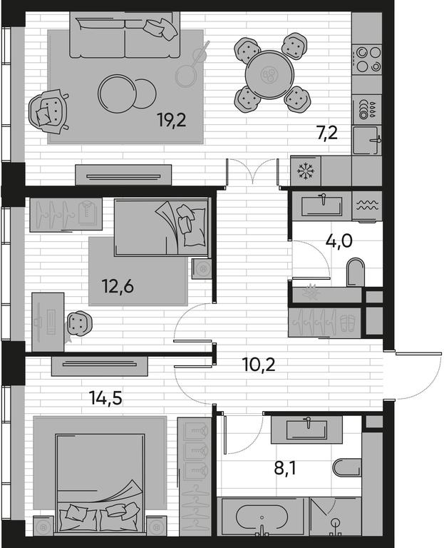 2-BD Apartment Sale, 75.8 sq. m. at Pride, Polkovaya Street, 1с27, Moscow, Russia #1 2-BD Apartment Sale, 75.8 sq. m. at Pride, Polkovaya Street, 1с27, Moscow, Russia #1