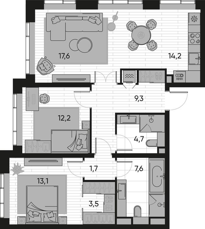 2-BD Apartment Sale, 83.9 sq. m. at Pride, Polkovaya Street, 1с27, Moscow, Russia #1 2-BD Apartment Sale, 83.9 sq. m. at Pride, Polkovaya Street, 1с27, Moscow, Russia #1