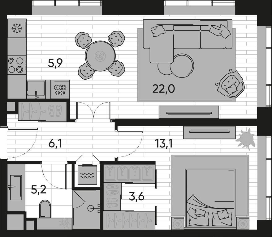 1-BD Apartment Sale, 56 sq. m. at Pride, Polkovaya Street, 1с27, Moscow, Russia #1 1-BD Apartment Sale, 56 sq. m. at Pride, Polkovaya Street, 1с27, Moscow, Russia #1