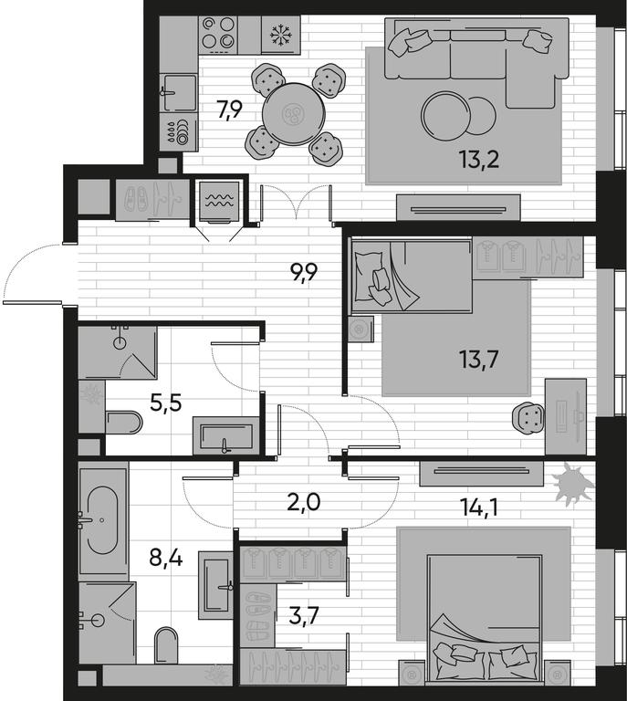 2-BD Apartment Sale, 78.4 sq. m. at Pride, Polkovaya Street, 1с27, Moscow, Russia #1 2-BD Apartment Sale, 78.4 sq. m. at Pride, Polkovaya Street, 1с27, Moscow, Russia #1