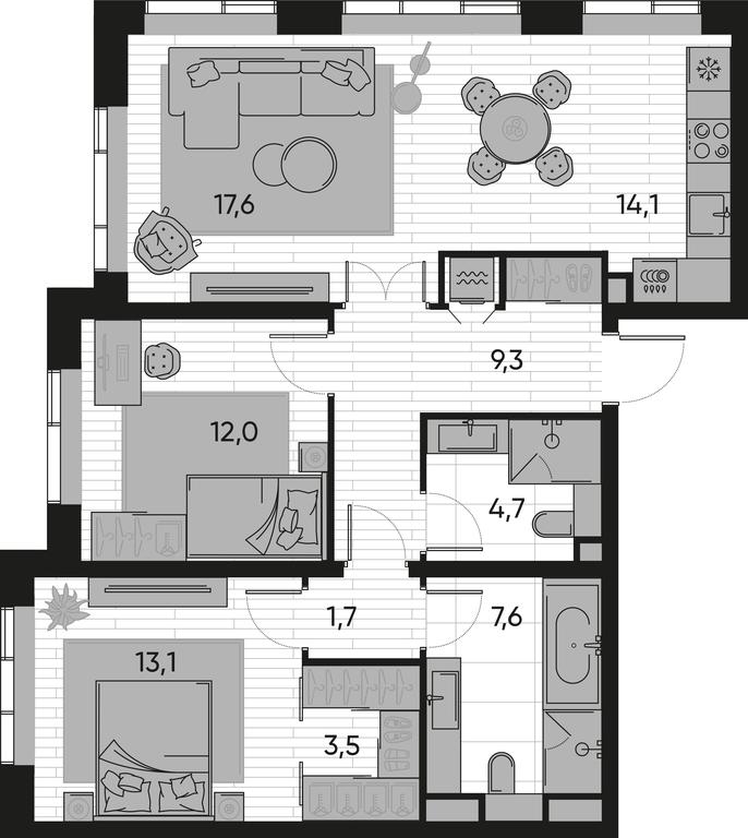 2-BD Apartment Sale, 83.6 sq. m. at Pride, Polkovaya Street, 1с27, Moscow, Russia #1 2-BD Apartment Sale, 83.6 sq. m. at Pride, Polkovaya Street, 1с27, Moscow, Russia #1