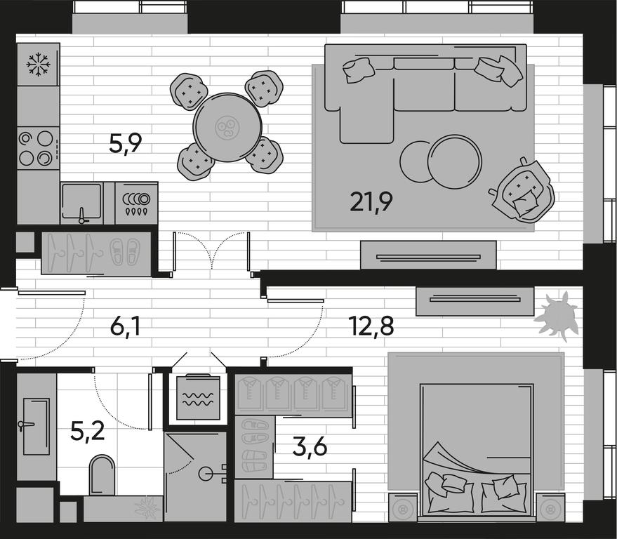 1-BD Apartment Sale, 55.5平方米 at Pride, Polkovaya Street, 1с27, Moscow, Russia #1 1-BD Apartment Sale, 55.5平方米 at Pride, Polkovaya Street, 1с27, Moscow, Russia #1
