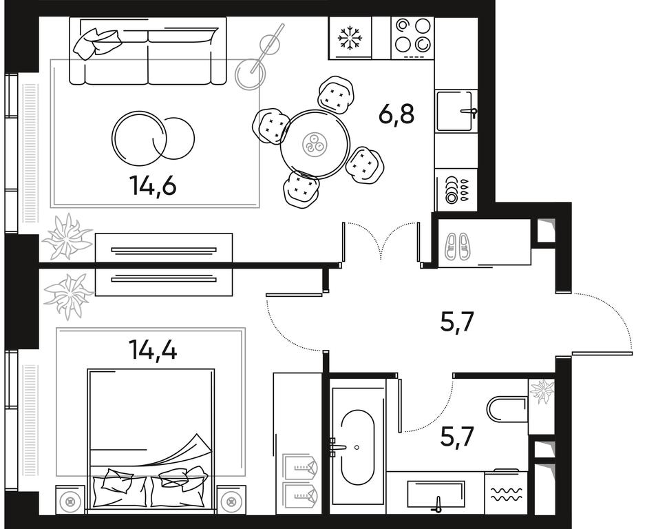 1-BD Apartment Sale, 47.2 sq. m. at Pride, Polkovaya Street, 1с27, Moscow, Russia #2 1-BD Apartment Sale, 47.2 sq. m. at Pride, Polkovaya Street, 1с27, Moscow, Russia #2