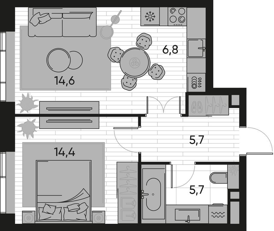 1-BD Apartment Sale, 47.2 sq. m. at Pride, Polkovaya Street, 1с27, Moscow, Russia #1 1-BD Apartment Sale, 47.2 sq. m. at Pride, Polkovaya Street, 1с27, Moscow, Russia #1