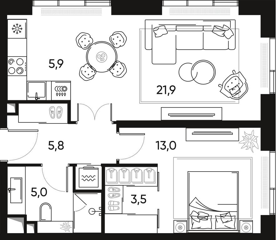 1-BD Apartment Sale, 55.6 sq. m. at Pride, Polkovaya Street, 1с27, Moscow, Russia #2 1-BD Apartment Sale, 55.6 sq. m. at Pride, Polkovaya Street, 1с27, Moscow, Russia #2