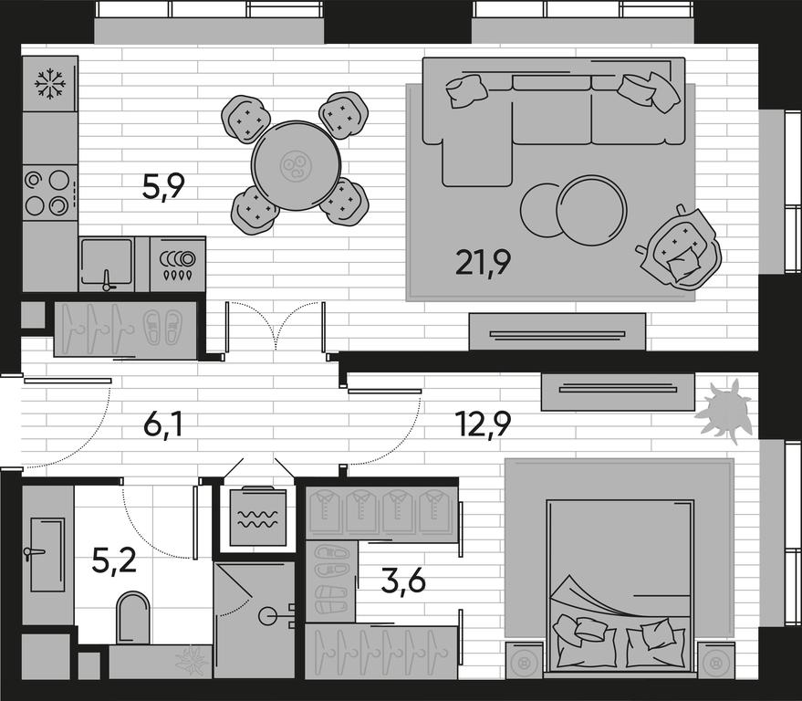 1-BD Apartment Sale, 55.6 sq. m. at Pride, Polkovaya Street, 1с27, Moscow, Russia #1 1-BD Apartment Sale, 55.6 sq. m. at Pride, Polkovaya Street, 1с27, Moscow, Russia #1
