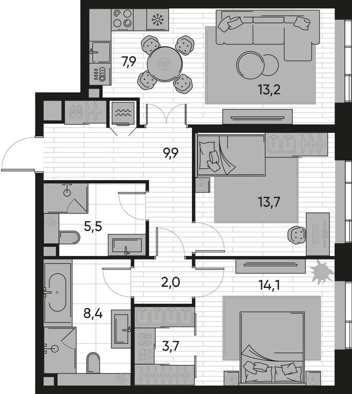 2-BD Apartment Sale, 78.4 sq. m. at Pride, Polkovaya Street, 1с27, Moscow, Russia #1 2-BD Apartment Sale, 78.4 sq. m. at Pride, Polkovaya Street, 1с27, Moscow, Russia #1