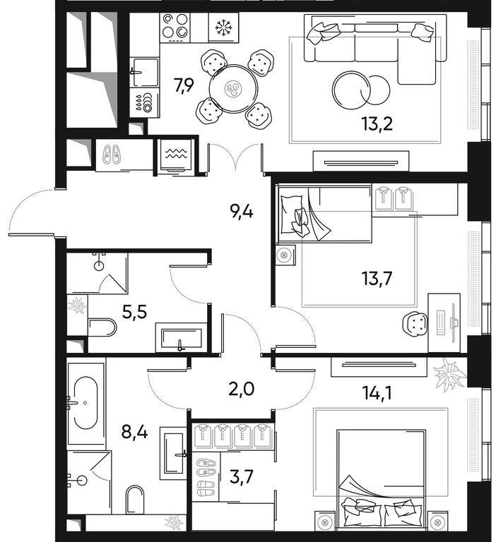 2-BD Apartment Sale, 78.4 sq. m. at Pride, Polkovaya Street, 1с27, Moscow, Russia #2 2-BD Apartment Sale, 78.4 sq. m. at Pride, Polkovaya Street, 1с27, Moscow, Russia #2