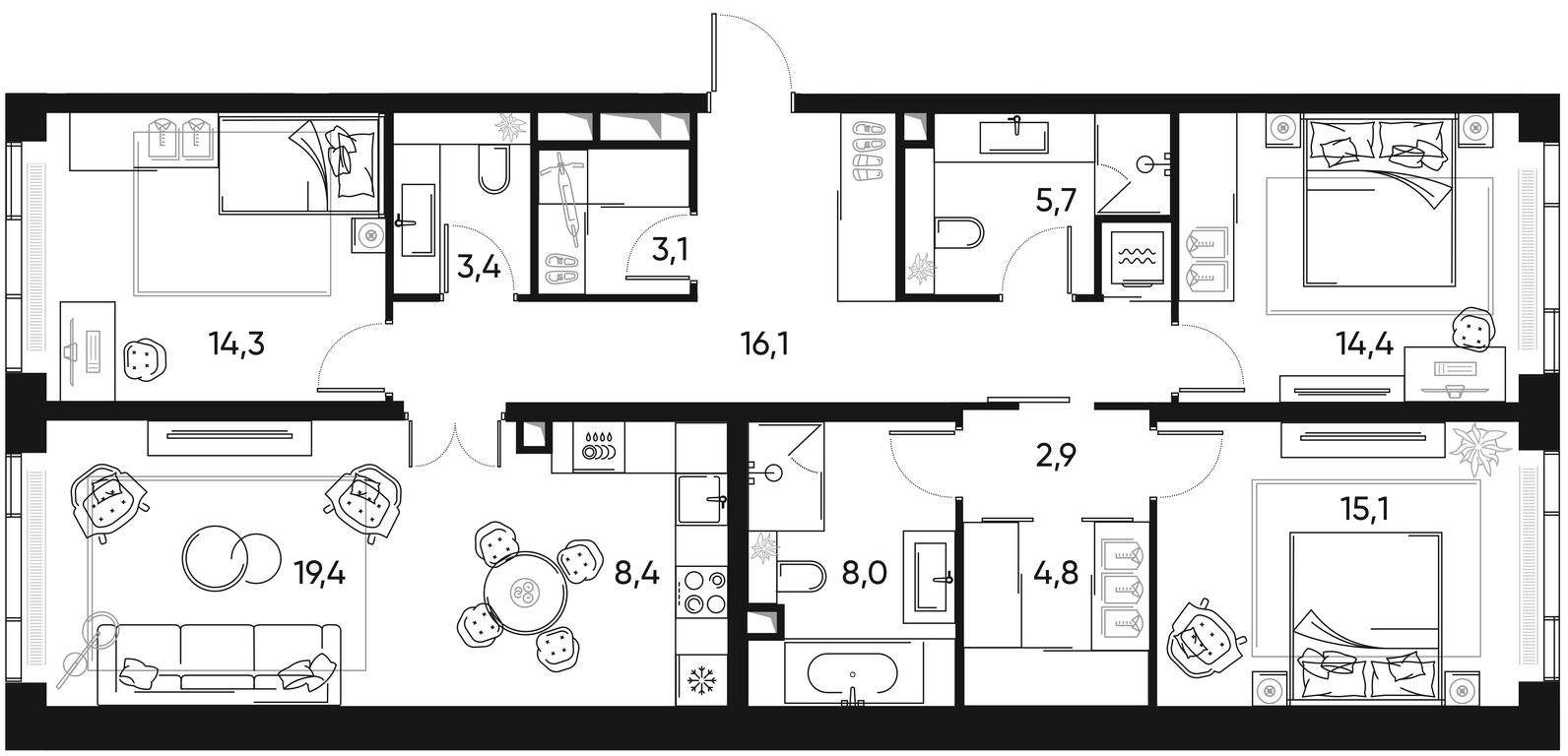 3-BD Apartment Sale, 116.1 sq. m. at Pride, Polkovaya Street, 1с27, Moscow, Russia #2