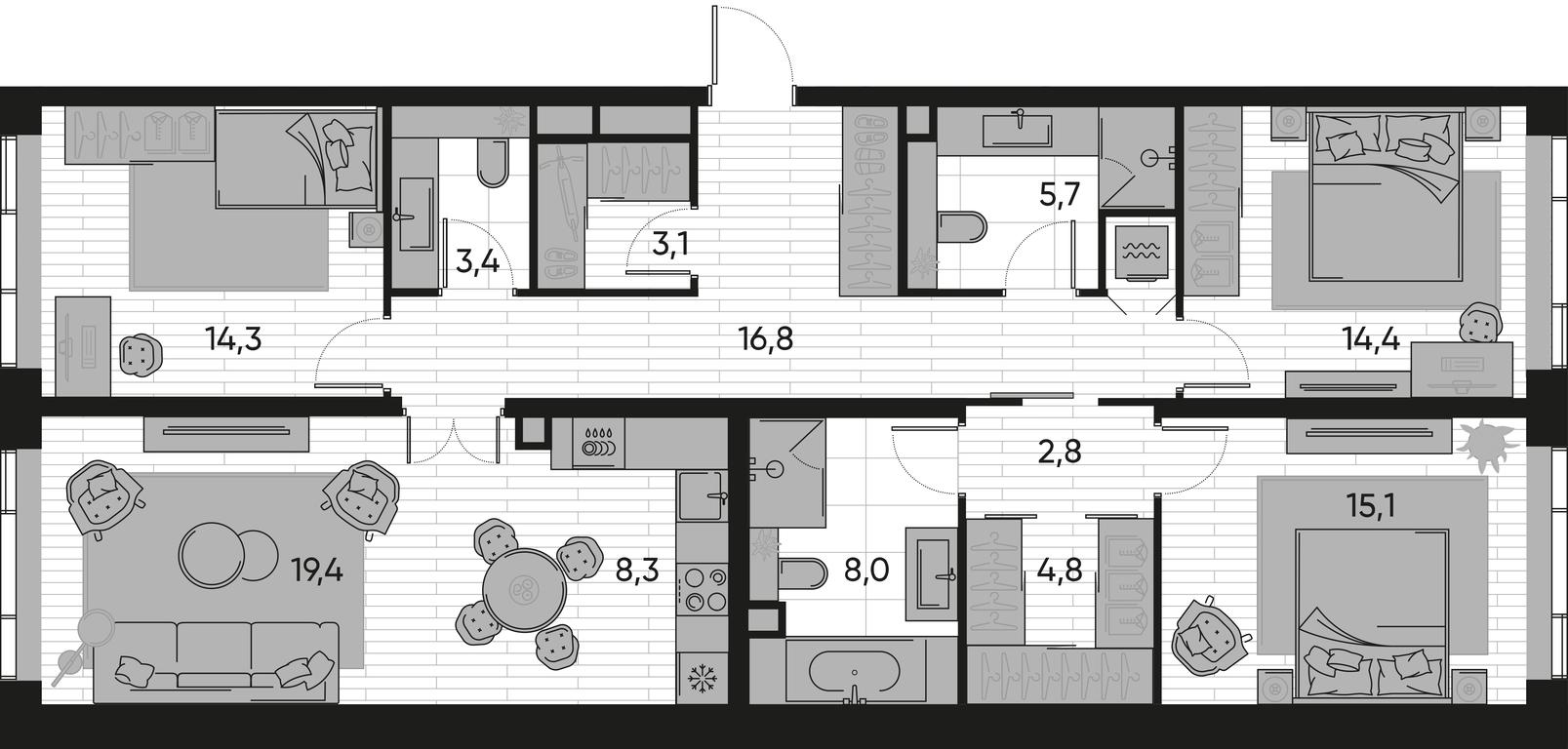 3-BD Apartment Sale, 116.1 sq. m. at Pride, Polkovaya Street, 1с27, Moscow, Russia #1