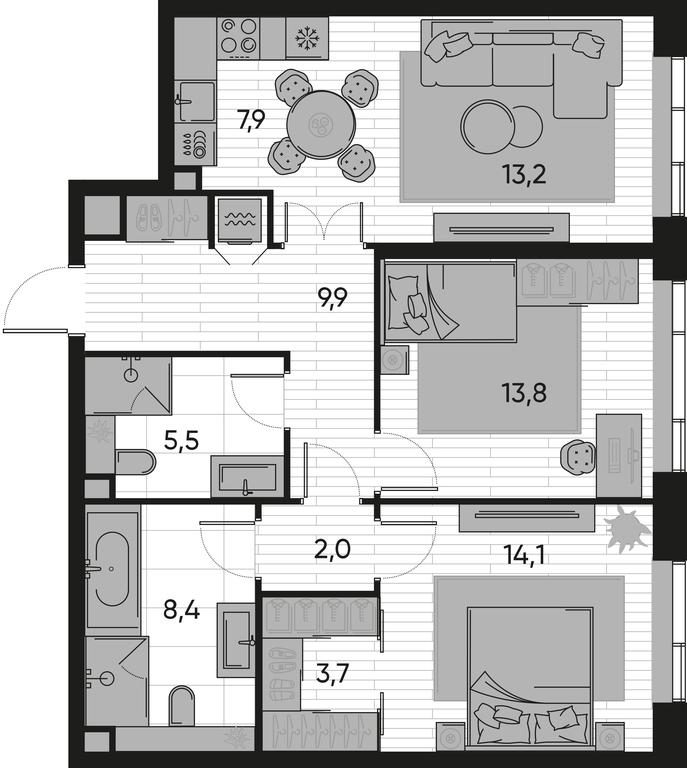 2-BD Apartment Sale, 78.5 sq. m. at Pride, Polkovaya Street, 1с27, Moscow, Russia #1 2-BD Apartment Sale, 78.5 sq. m. at Pride, Polkovaya Street, 1с27, Moscow, Russia #1