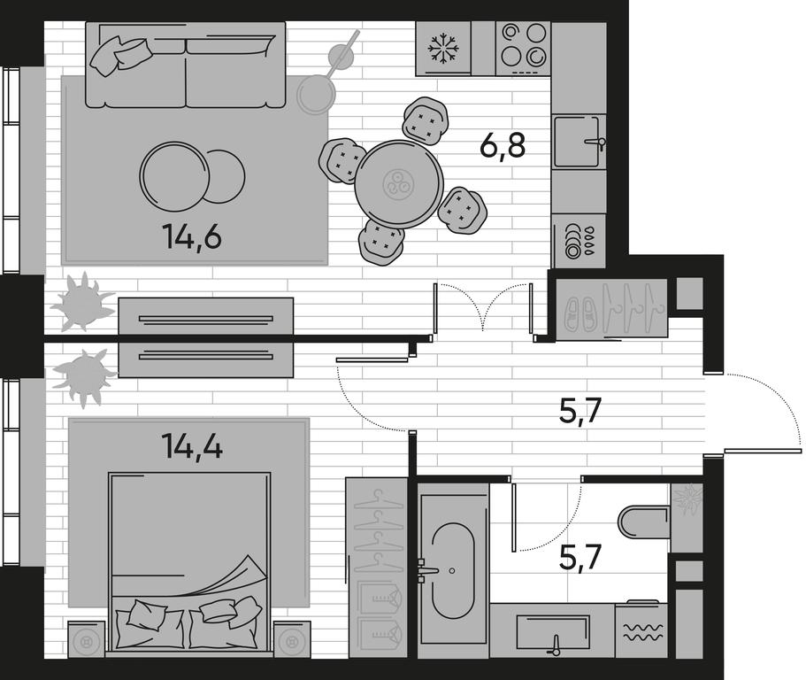 1-BD Apartment Sale, 47.2平方米 at Pride, Polkovaya Street, 1с27, Moscow, Russia #1 1-BD Apartment Sale, 47.2平方米 at Pride, Polkovaya Street, 1с27, Moscow, Russia #1