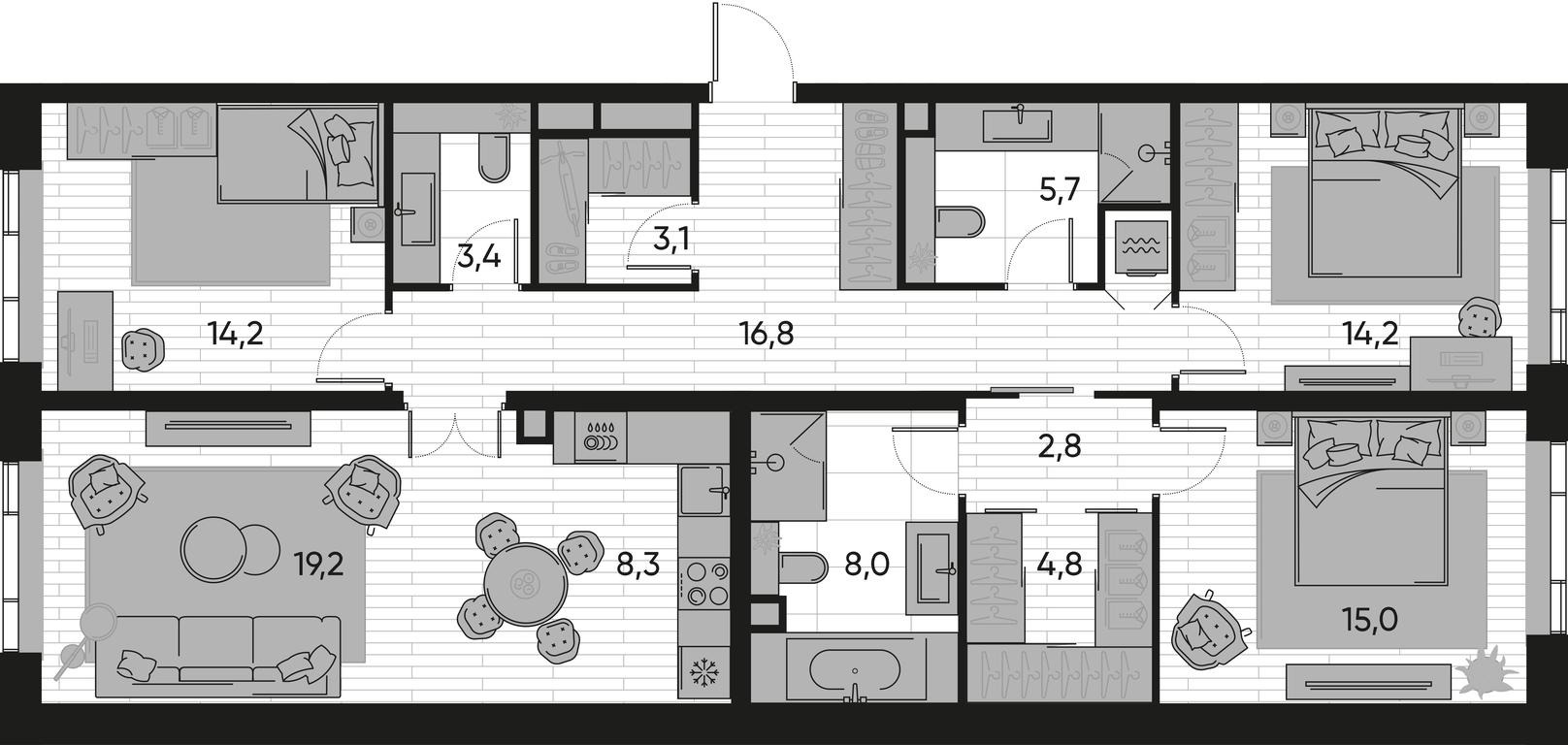 3-BD Apartment Sale, 115.8 sq. m. at Pride, Polkovaya Street, 1с27, Moscow, Russia #1