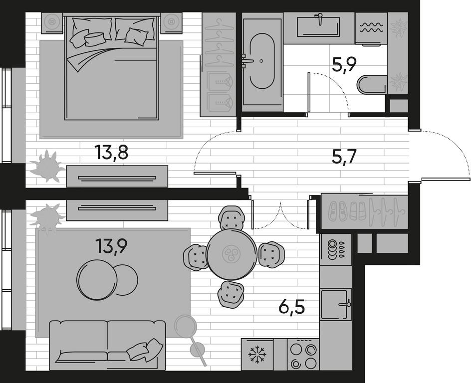 1-BD Apartment Sale, 45.8 sq. m. at Pride, Polkovaya Street, 1с27, Moscow, Russia #1 1-BD Apartment Sale, 45.8 sq. m. at Pride, Polkovaya Street, 1с27, Moscow, Russia #1