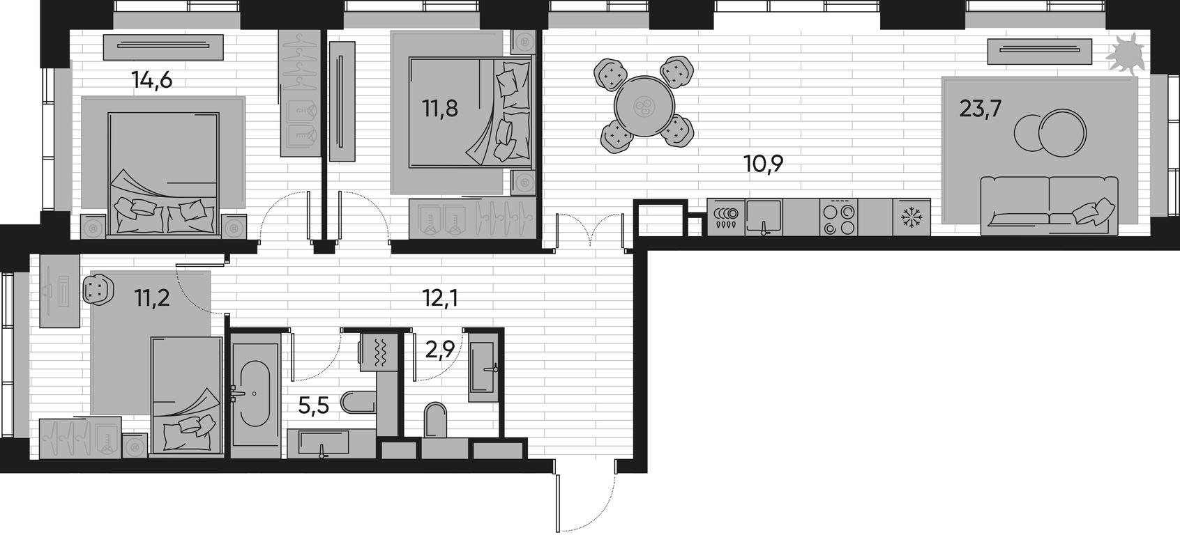 3-BD Apartment Sale, 92.7 sq. m. at Pride, Polkovaya Street, 1с27, Moscow, Russia #1 3-BD Apartment Sale, 92.7 sq. m. at Pride, Polkovaya Street, 1с27, Moscow, Russia #1