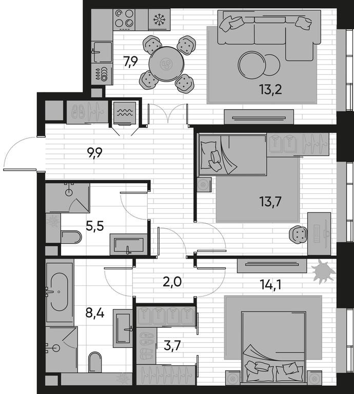2-BD Apartment Sale, 78.4 sq. m. at Pride, Polkovaya Street, 1с27, Moscow, Russia #1 2-BD Apartment Sale, 78.4 sq. m. at Pride, Polkovaya Street, 1с27, Moscow, Russia #1