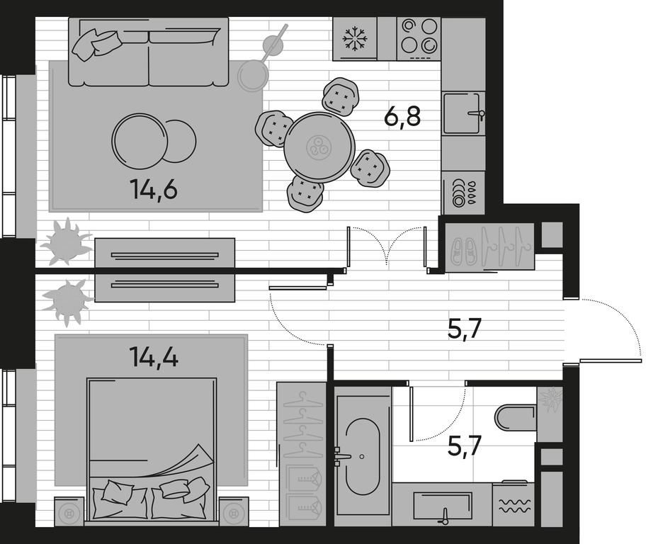 1-BD Apartment Sale, 47.2平方米 at Pride, Polkovaya Street, 1с27, Moscow, Russia #1 1-BD Apartment Sale, 47.2平方米 at Pride, Polkovaya Street, 1с27, Moscow, Russia #1
